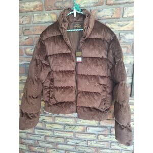 Maison Article Brown Velour Puffer Jacket Mens Size Large - NWT LOOK AT PICS!
